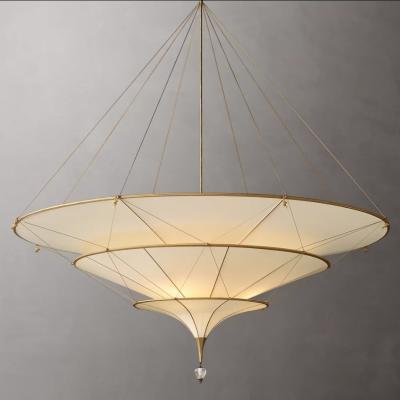 China Custom Medieval Style Metal Umbrella Shaped Multi-Layer Chandelier Exhibition Hall Ceramics Lighting Pendants Light for sale