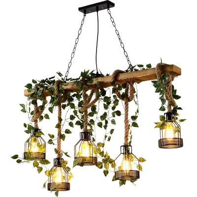 China American retro country restaurant bar plant green leaf wooden pendant light for sale