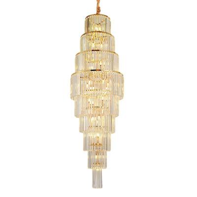 China modern large hotel lobby chandelier style luxury glass lamp high ceiling pendant lights for villa foyer hall for sale