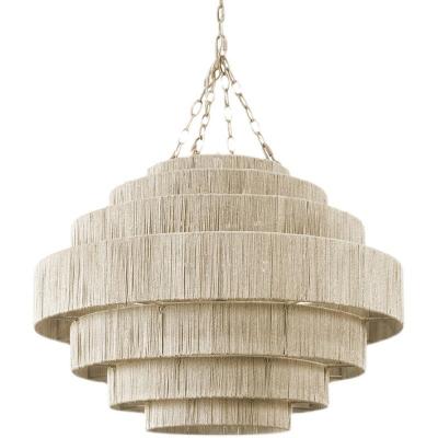 China Nordic style rustic modern pendant lights for dining living room bedroom multi- linen fabric shade chandelier minimalist for sale