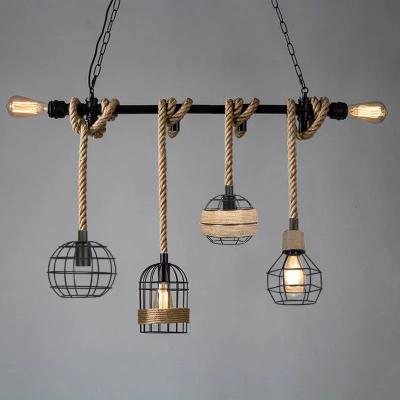 China Vintage Pendant Light Decoration Hemp Rope Lamp Loft Hanging Lighting for Living Room Restaurant Lighting for sale