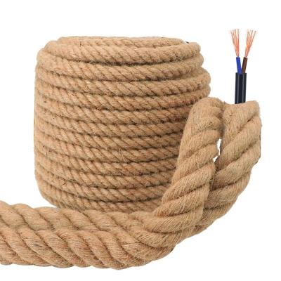 China Wholesale DIY OEM Customized Designer Jute Hemp Rope Cable Power Cord for Pendant Hanging Lamp restaurant Bar Decor à venda