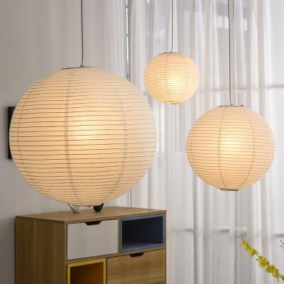 China Japanese style chandelier Wabi Sabi Pendant light for living room dining table ball rice paper lamp for sale