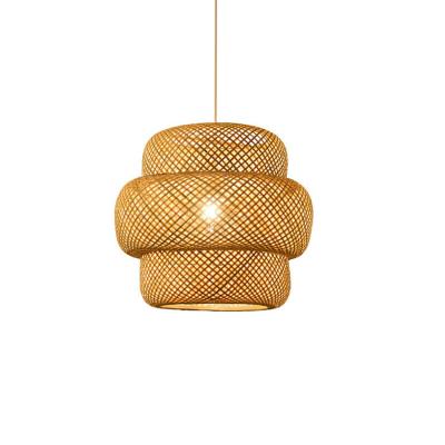 China Handmade Retro Simple Design Hanging Lamp Wicker Rattan Lighting Chandeliers Pendant Lights for sale