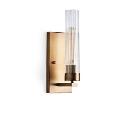 China Brass Wall Sconce Glass Tube Lighting Gold Bathroom Vanity Light Fixtures for Living Room Bedroom Hallway Kitchen Mirror for sale