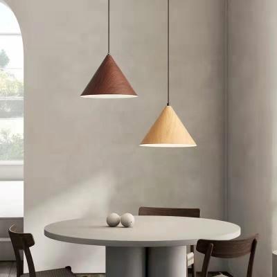 China Nordic wood grain living room led bedroom restaurant single acrylic lamp simple office villa decorative small  pendant light for sale