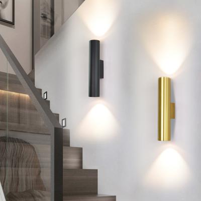 China Led reading Wall Lamps Indoor Hotel Bedside COB 12W Spotlight Golden Black up and down Light Bedroom Stair Sconces à venda