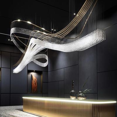 China Modern Design Interior Decoration Glass LED Crystal Chandelier Hotel Lobby Bar Metal Villa Staircase Hall Luxury Nordic Lights for sale