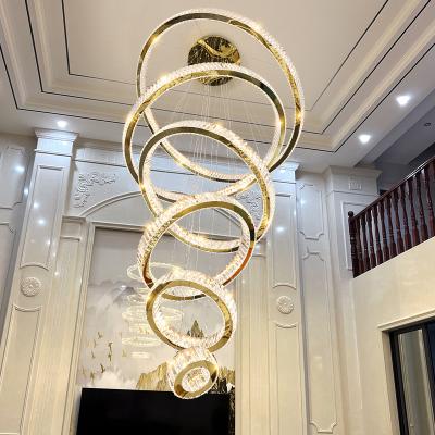 China 2024 Factory Price One Luxury Model Lamp Indoor Villa Staircase Long Chandeliers Pendant Crystal Chandelier Lighting for sale