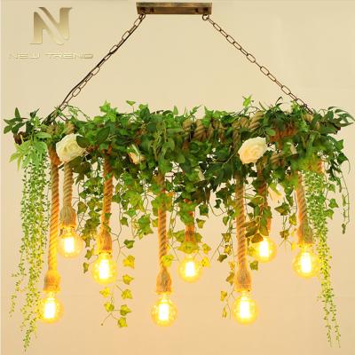 China Green Nature Plant Decor Pendant Lighting Restaurant Wedding Decoration LED Chandelier for sale