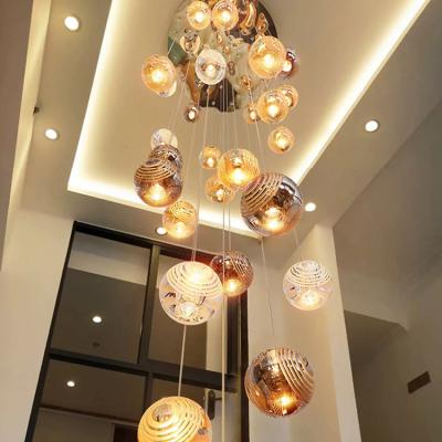 Chine Modern Villa Loft Staircase Chandelier crystal Lighting Glass Balls for Living Room Suspension Fixture Pendant Lights à vendre