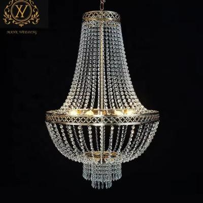 中国 New Wedding Decoration Metal Iron Plating Crystal Bead Curtain Chandelier Event Stage Ceiling Light 販売のため