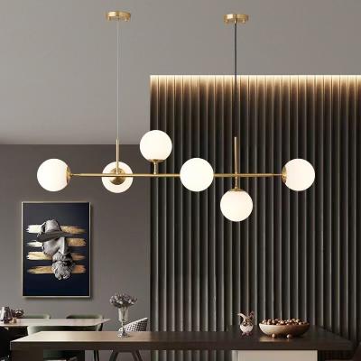 China Indoor Hanging Ceiling Light for Kitchen Island Dining Room Restaurant Modern Nordic White Gold Glass Chandeliers Pendant Lights for sale