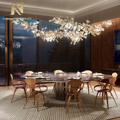 China New Product Large Project Indoor Hotel Lobby Villa Decoration Ginkgo Leaf Flower Custom LED Chandelier Pendant Light Te koop