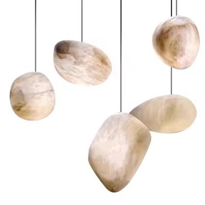 China Alabaster Stone Chandelier Simple LED Nordic Style Marble Chandeliers Living Room Lamp Bedroom Bedside Dining Pendant for sale