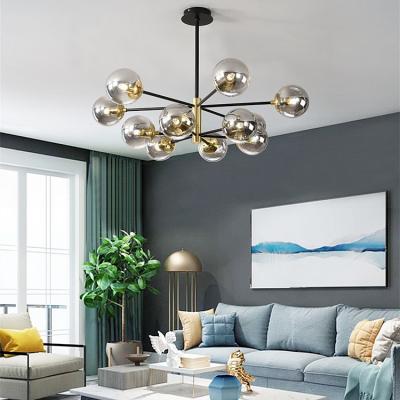 중국 308 Modern decorative nordic style led pendant lighting sputnik black golden chandelier for living room bedroom glass 판매용