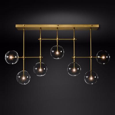 中国 Luxury glass brass ceiling lamp rectangular restaurant gold branch chandelier 販売のため