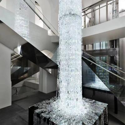 China Custom Size Large Chrome Long Modern Crystal LED Stairs Chandelier à venda