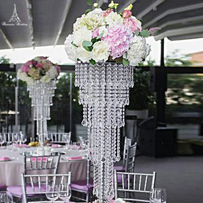 China Factory Wholesale Tall Gold Acrylic Crystal Chandelier Wedding Centerpieces à venda