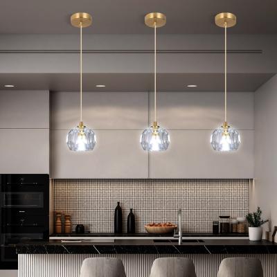 China G9 Copper Crystal Led Ceiling Hanging Nordic Modern Pendant Light Kitchen Island à venda