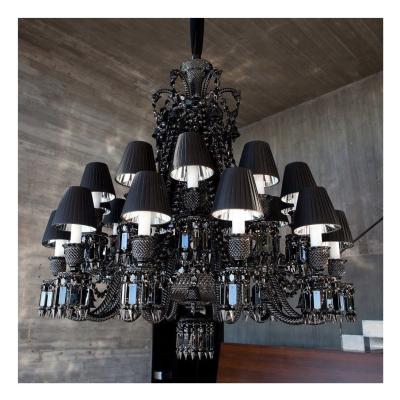 China Luxury Black Crystal Chandelier Lighting Villa Hotel Chandeliers Luxurious Living Room Dining Lamp Household Light for sale