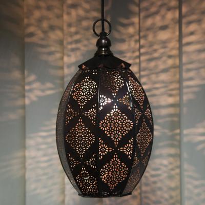 Chine Brown Metal Oval Moroccan Hanging Ceiling Lamp - 20 x 38 à vendre