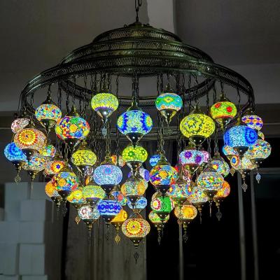 Cina Wholesale Hanging glass chandeliers light Turkish Moroccan Pendant Light Handmade Glass Lamps in vendita