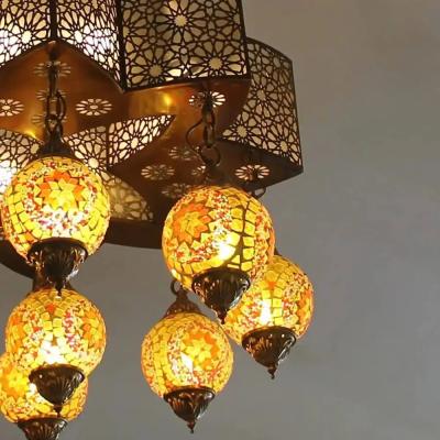 China muslim luxury golden style decorative iron chandelier for mosque lobby Wholesale Moroccan arabic hanging lamp for sale