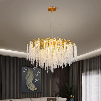 China Modern Ceiling Gold Luxury K9 Crystal Hanging Lamp Living Room Branch Aluminum Chandeliers Light zu verkaufen