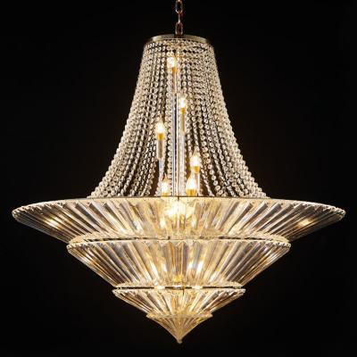 China Modern Large Gold light Crystal Chandelier For wedding House Foyer Kitchen Island Pendant Light for sale