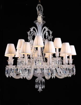 China White Candle modern Unique maria theresa crystal Custom villa led fabric lamp shade chandeliers for dining room for sale