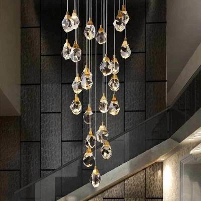 Chine Nordic Modern Gold Brass Metal Crystal Luxury Hanging Ceiling Lamp Living Room Chandelier Pendant Light for Indoor Decoration à vendre