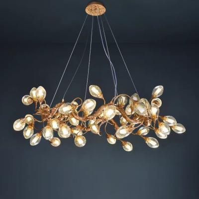 China Modern Brass Branch chandelier Luxury Copper Chandelier retro fruit round tree Light for sale