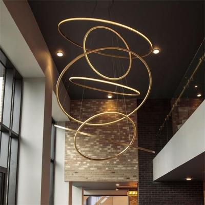 China ETL CE Luxury Custom Modern Ring LED Pendant Light Gold Chrome Brass Pearl Black Chandelier Lamp for Lobby,Staircase,Villa Hall for sale