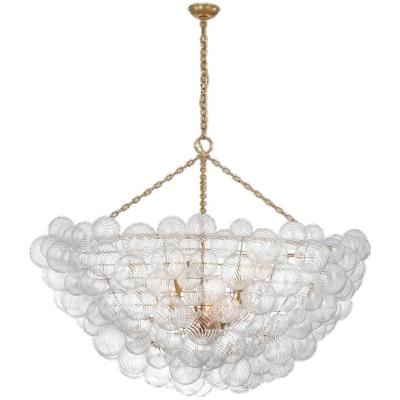 China Talia Large Chandelier Round striped transparent glass ball simplicity Ceiling Lamp Te koop