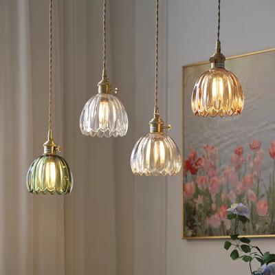 China American style retro brass glass pendant light nostalgic homestay restaurant lighting for sale