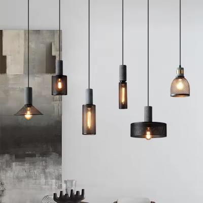 China Industrial LED Pendant Light Retro Cement Hanging Fixture Living Room Bedroom Bar Dining Decor Lamp for sale