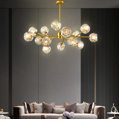 China Customized Decorative Luxury Iron Ball Crystal Chandeliers Lamp Pendant Lights Modern Living Room Chandelier For Dining à venda