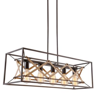 Κίνα ETL Listed Modern Farmhouse Chandelier Light Brown Transitional Pendant Hanging Lamp for Dining Room Kitchen Island προς πώληση