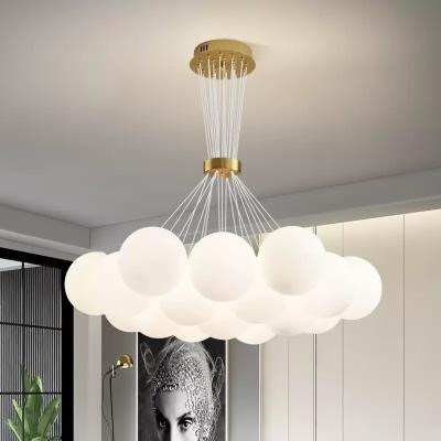 China Nordic Minimalist Planet Bubble Ball Chandelier Glass French Light Lamps Magic Beans Cloud Moon Hanging Ceiling Lamp for sale