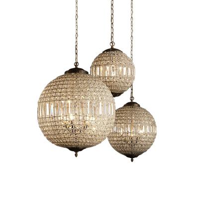 China European style Bronze lantern Retro Antique Luxury K9 Crystal Ball hanging Chandelier for wedding decor for sale