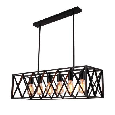 Κίνα Large Retro Black Light Vintage Commercial Chandelier Loft Industrial Iron Cage Hanging Pendant Lamps προς πώληση