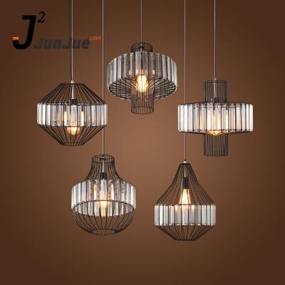 China Cajera de pájaros de metal retro lámpara de cristal estilo industrial minimalista Modernas Iluminación de interiores hierro luz colgante vintage en venta