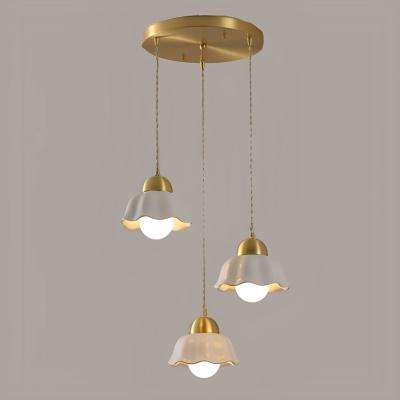 Κίνα 3-Lights E27 Copper Pendant Light Ceramic Shade Linear Indoor Chandelier Lighting Dining Room Kitchen Island προς πώληση