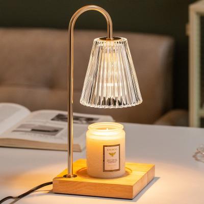 China Modern Minimalism Indoor Bedroom Living Room bedside Atmosphere Wood Crystal Wax Melting Lamp Candle Warmer Table for sale