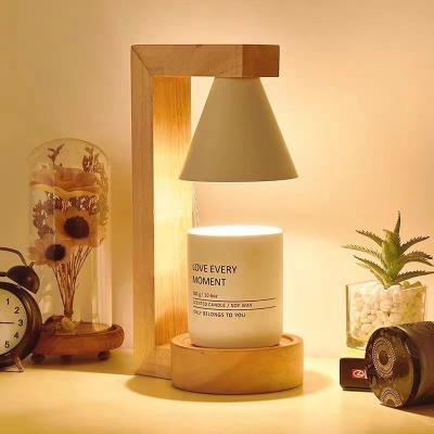 China wholesale luxury home decor flameless wood base candle warmer lamp with timer and dimmer switch à venda