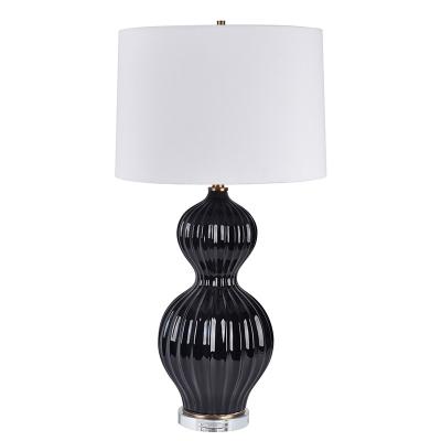 China chinese large ceramic table lamps luxury bedside black and white wholesale desk Te koop