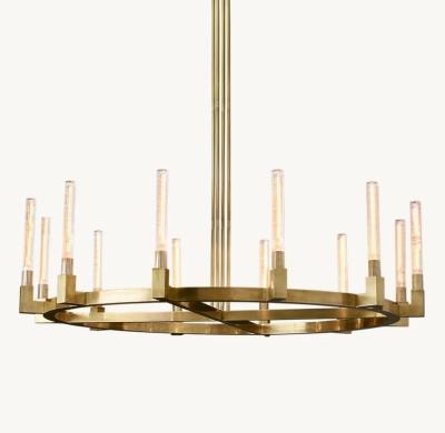 China Hotel Pendants Light Hanging Lamp Modern Minimalist Round Led Vintage Lighting Antique Brass Chandelier for sale