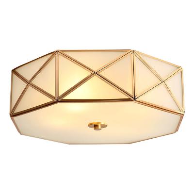 China American country style brass lamp modern living room bedroom balcony hallway flush mount ceiling light for sale