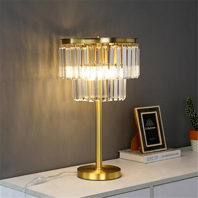 China Contemporary Brass Crystal Table Lamp LED Desk lamps home decor luxury Living Room Study Bedroom Bedside Light for sale